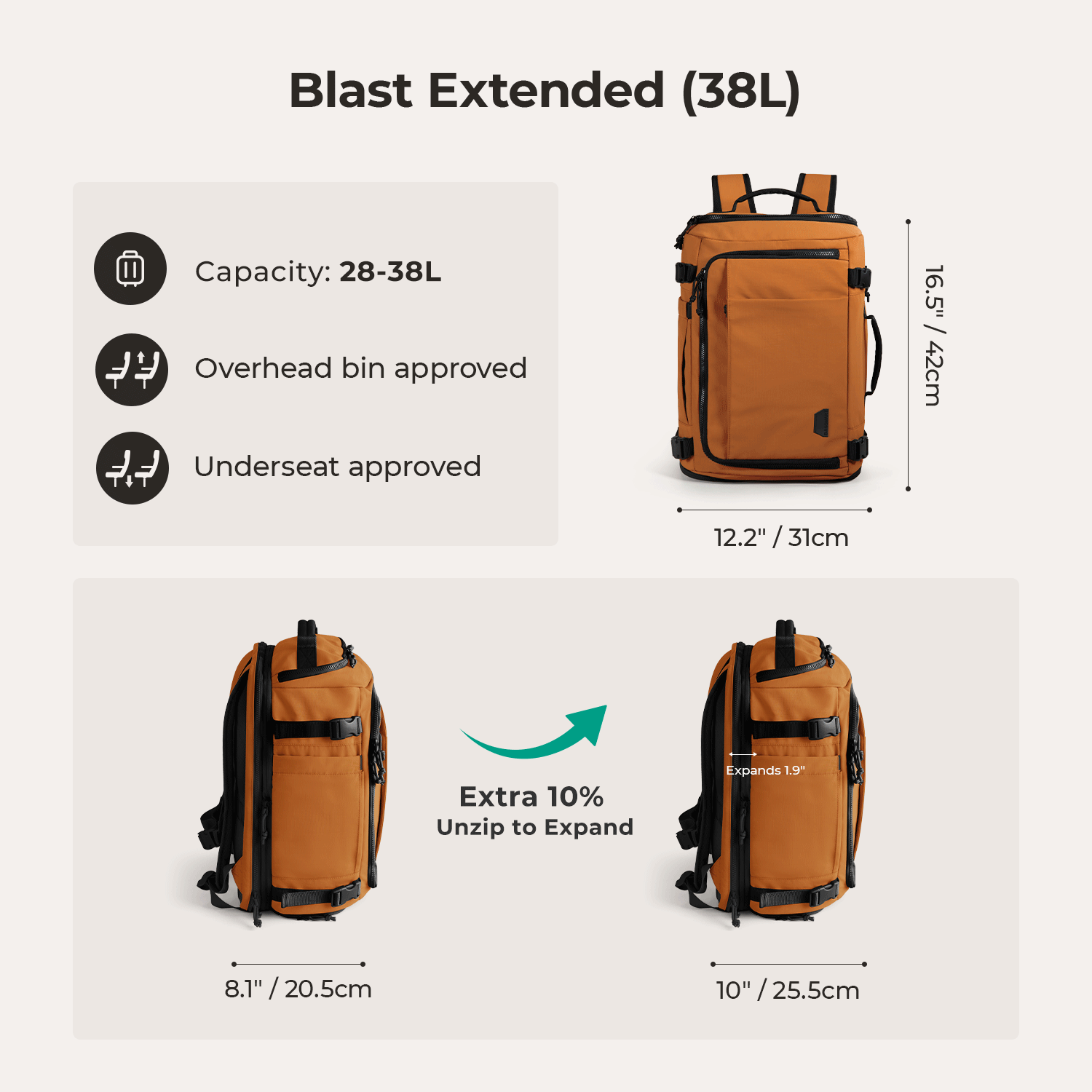Blast-Quick Access 28L-38L Carry On Travel Backpack - Stellarmarketstore