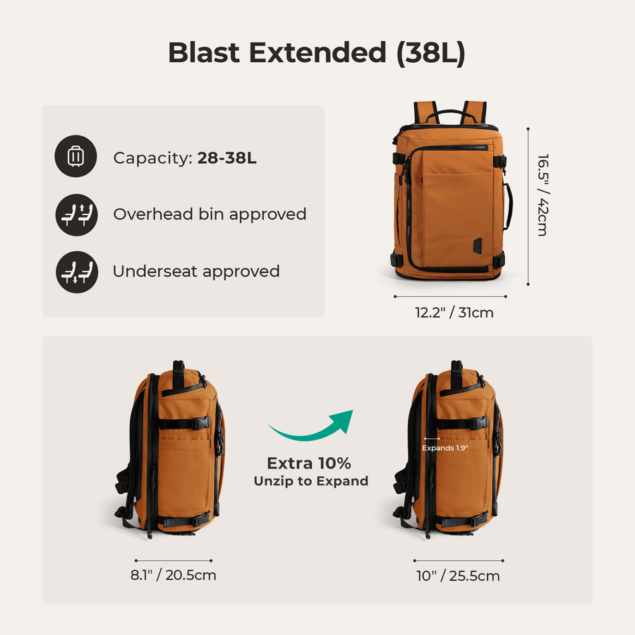 Blast-Quick Access 28L-38L Carry On Travel Backpack - Stellarmarketstore