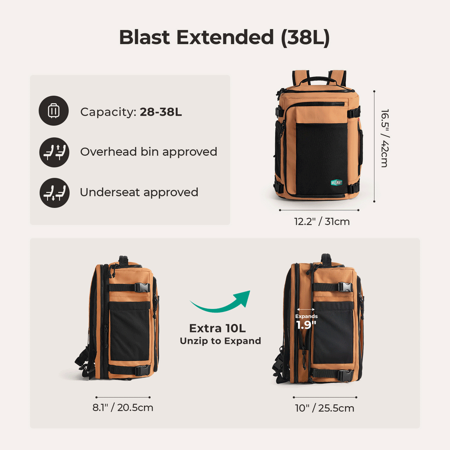 Blast 28L-38L Extended Mesh Carry On Travel Backpack - Stellarmarketstore