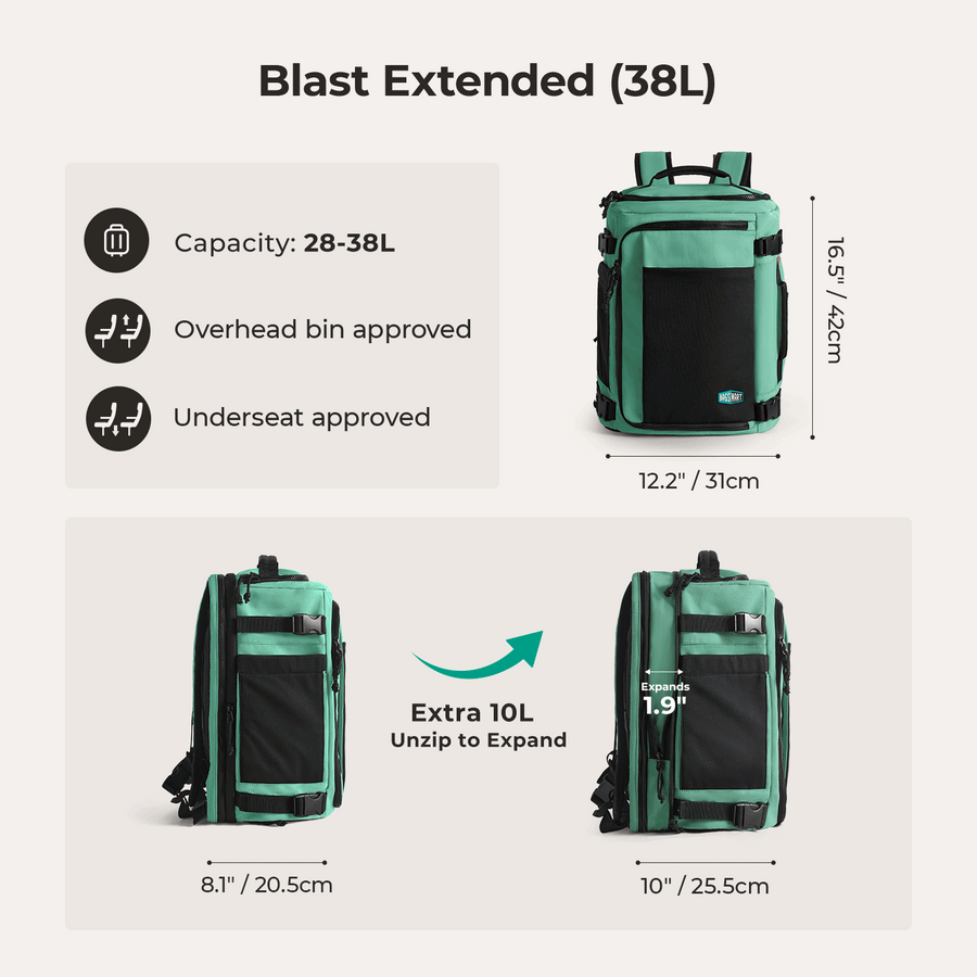 Blast 28L-38L Extended Mesh Carry On Travel Backpack - Stellarmarketstore