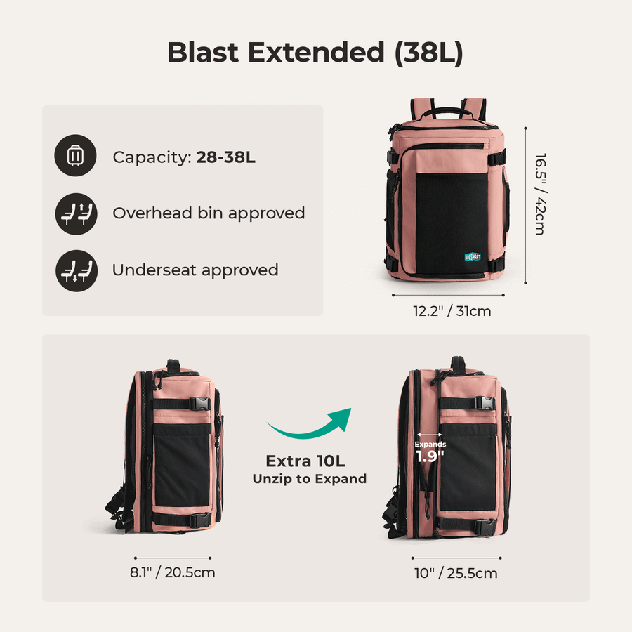 Blast 28L-38L Extended Mesh Carry On Travel Backpack - Stellarmarketstore