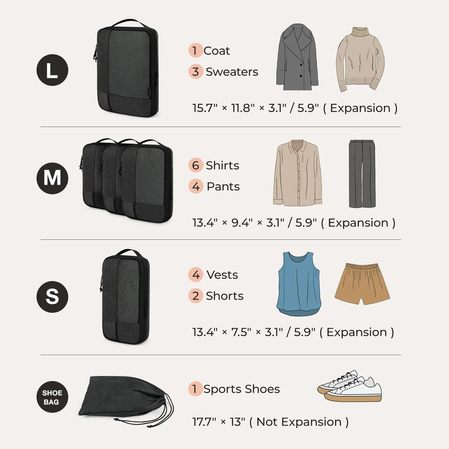 6PCS Compression Travel Packing Cubes for Suitcases - Stellarmarketstore