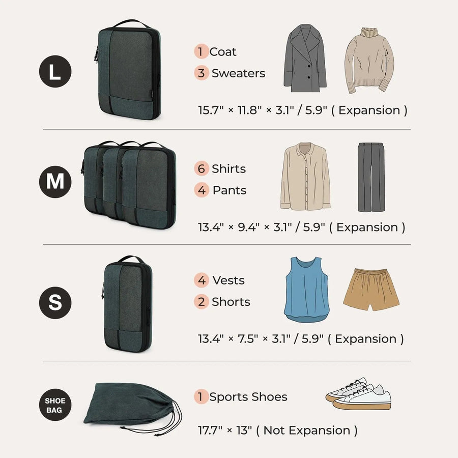 6PCS Compression Travel Packing Cubes for Suitcases - Stellarmarketstore