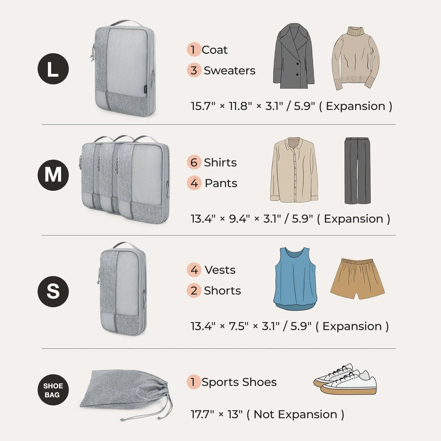 6PCS Compression Travel Packing Cubes for Suitcases - Stellarmarketstore