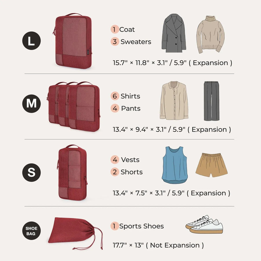 6PCS Compression Travel Packing Cubes for Suitcases - Stellarmarketstore