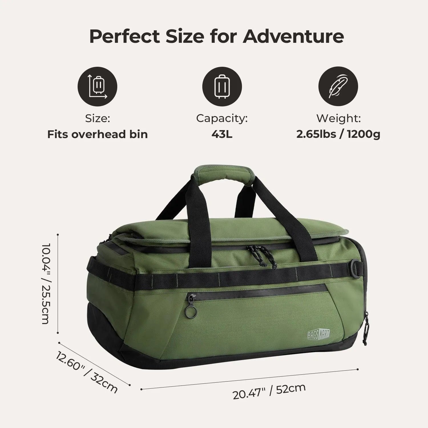 Vega 43L Carry On Travel Duffle Backpack - Stellarmarketstore