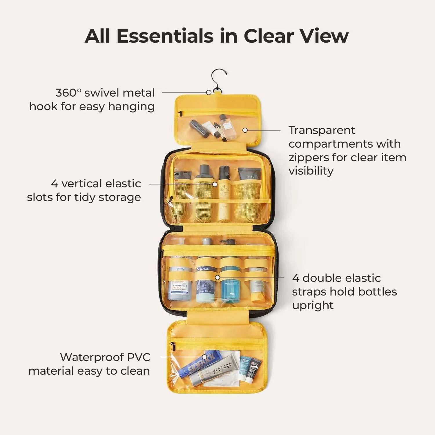 Walker Hanging Travel Toiletry Bag with Waterproof Compartment - Stellarmarketstore