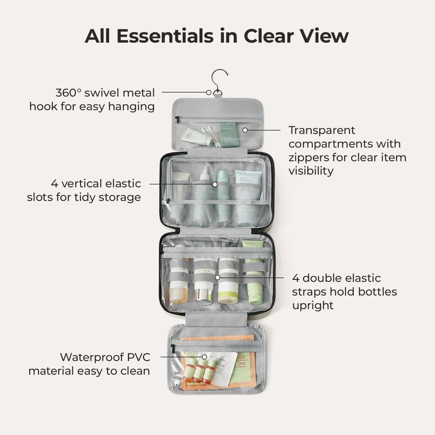 Walker Hanging Travel Toiletry Bag with Waterproof Compartment - Stellarmarketstore